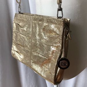 The Sak Demi Clutch New Gold Crossbody EUC